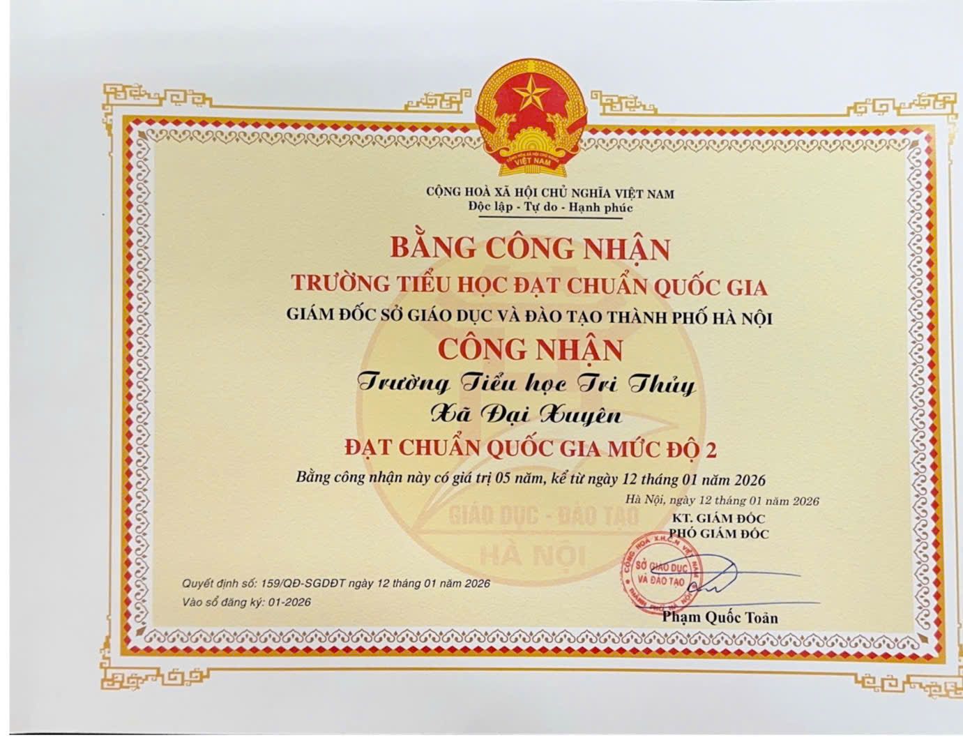 ĐẠT CHUẨN QUỐC GIA MỨC ĐỘ 2